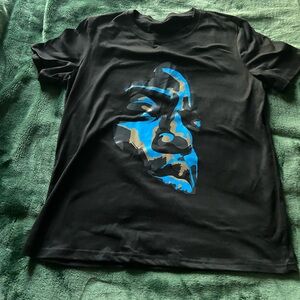 Black Graphic T-Shirt with Blue Design